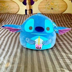 Stitch squishmellow drinking bubble tea